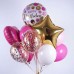 Μπουκέτο με Μπαλόνια Happy Birthday Foil 18' Καρδία και Αστέρι και Latex 11'